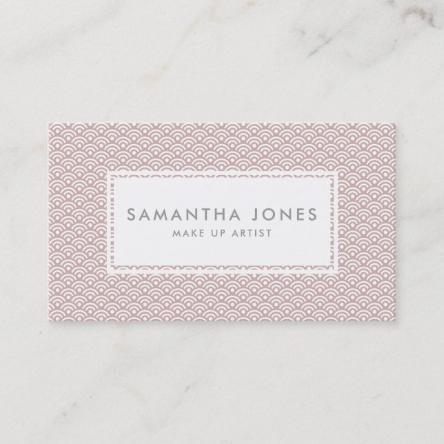 Pink Japanese Pattern Design Modern Make Up Artist Business Card (Front)