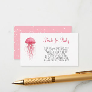 Pink Jellyfish Girl Baby Shower Books for Baby Enclosure Card