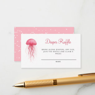 Pink Jellyfish Girl Baby Shower Diaper Raffle Enclosure Card