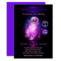 Pink Jellyfish Glow in the Dark Neon Party Invitation