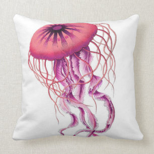 Pink Jellyfish Nautical/Coastal Throw Pillow