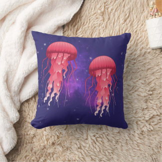 Pink Jellyfish Throw Pillow