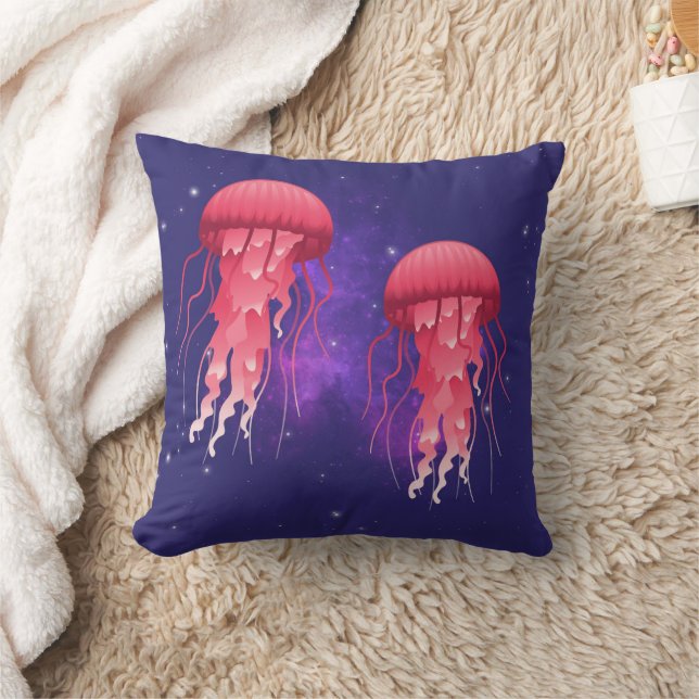 Pink Jellyfish Throw Pillow (Blanket)