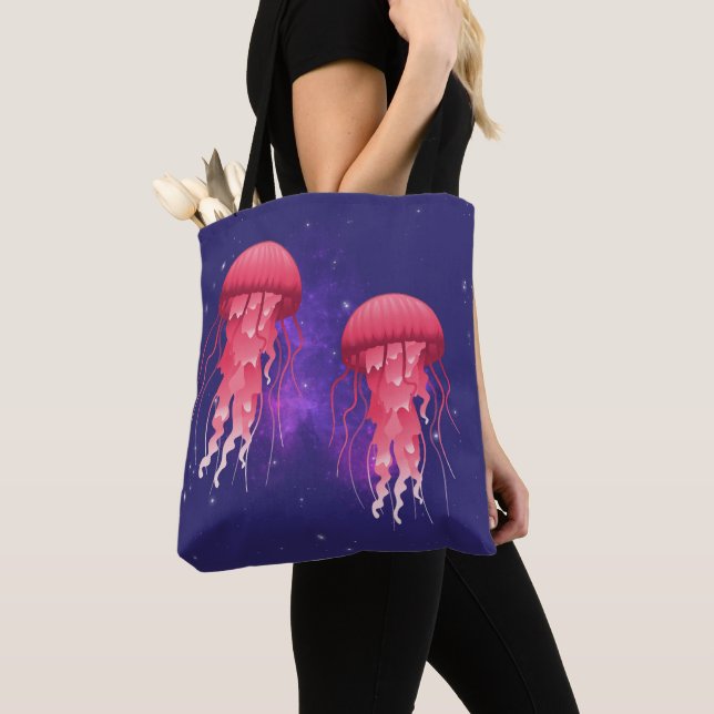 Pink Jellyfish Tote Bag (Close Up)