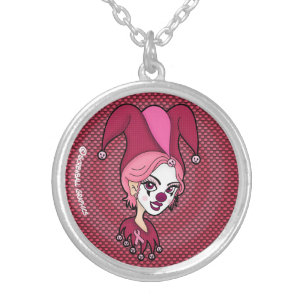 Pink Jester Silver Plated Necklace