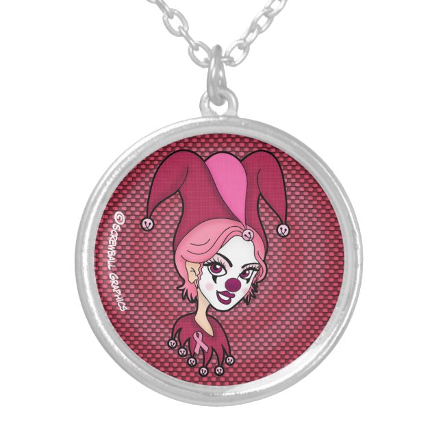 Pink Jester Silver Plated Necklace (Front)