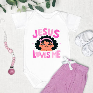 Pink "Jesus Loves Me" Design  Baby Bodysuit
