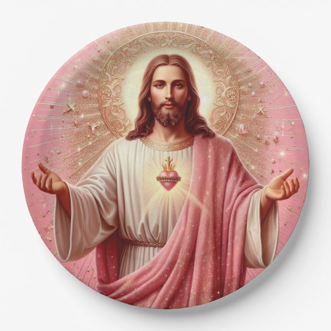 Pink Jesus paper plates! Plates (Front)