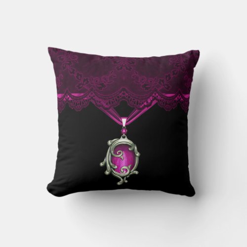 Pink Jewel and Lace Goth Fantasy Pillow