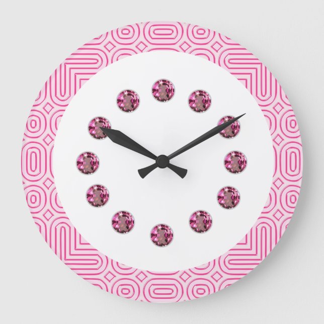 Pink Jewel Bling Wall Clock (Front)