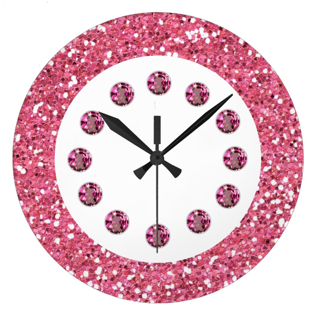 Pink Jewel Bling Wall Clock | Zazzle