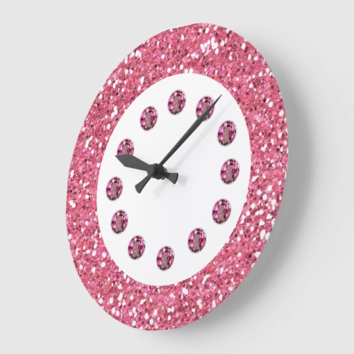 Pink Jewel Bling Wall Clock Zazzle