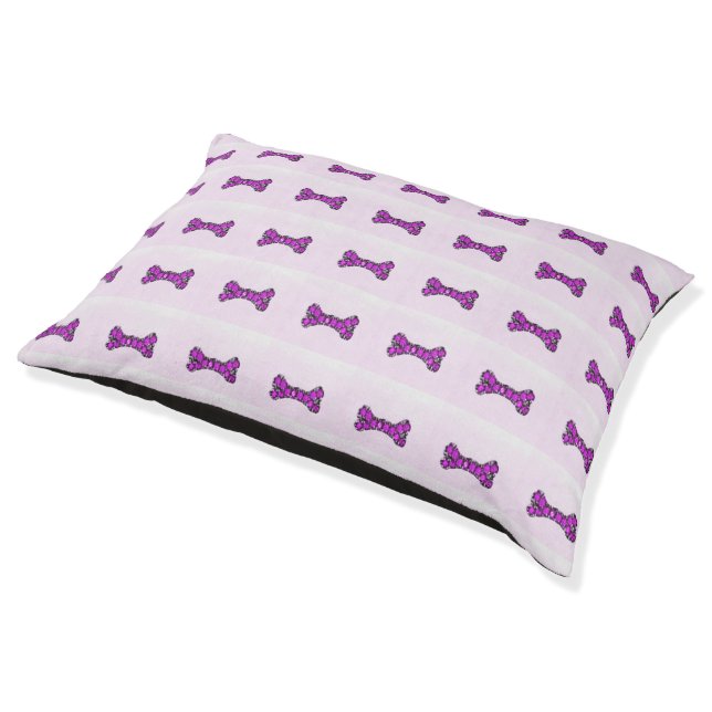 Pink Jewel Bone Pet Bed (Angled)