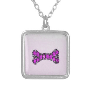 Pink Jewel Bone Silver Plated Necklace