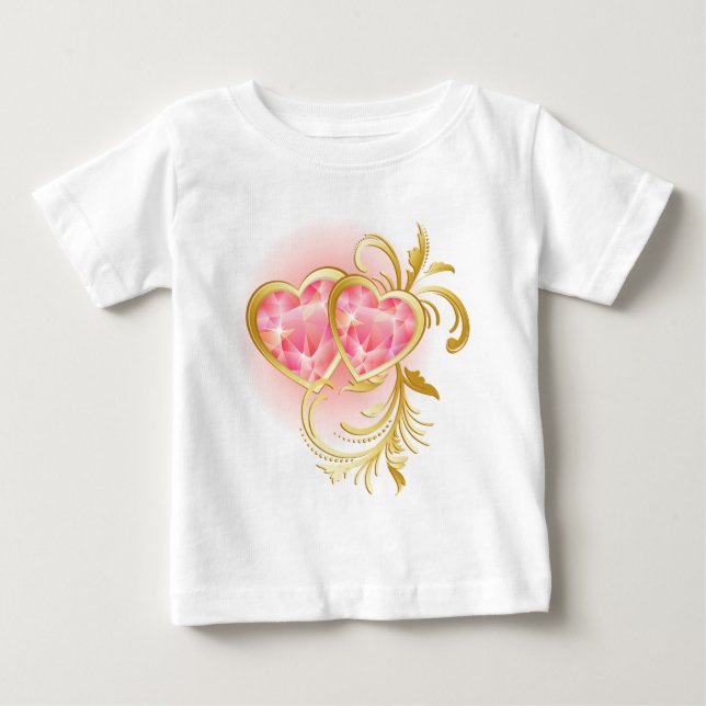 Pink Jewel Hearts Baby T-Shirt (Front)