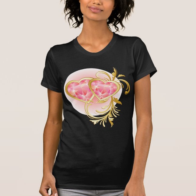Pink Jewel Hearts T-Shirt (Front)