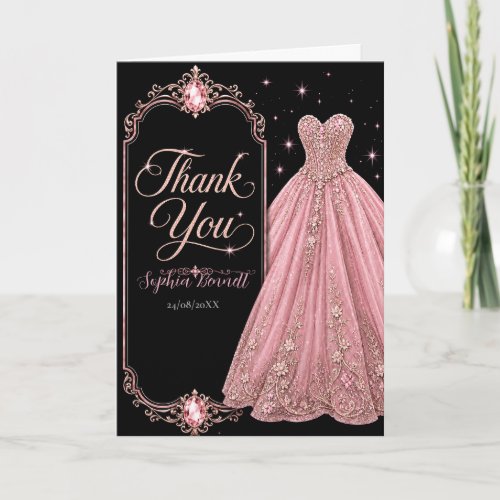 Pink Jewel Sweet 16 Thank You Card