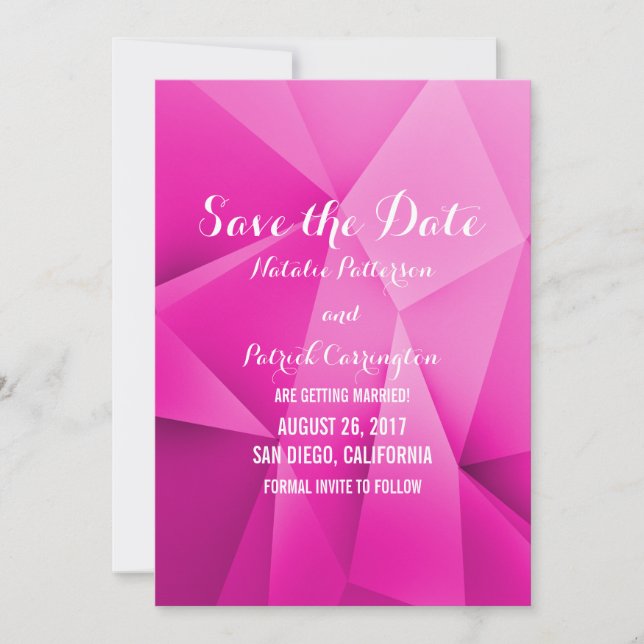 Pink Jewel Tones Save the Date Invite (Front)