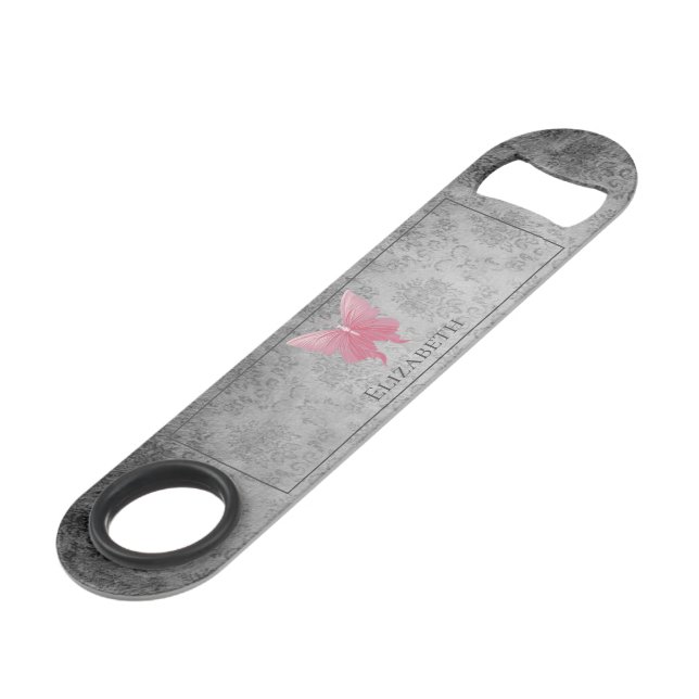 Pink Jeweled Butterfly Bar Key (Front Angled)