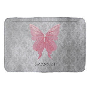 Pink Jeweled Butterfly Bath Mat