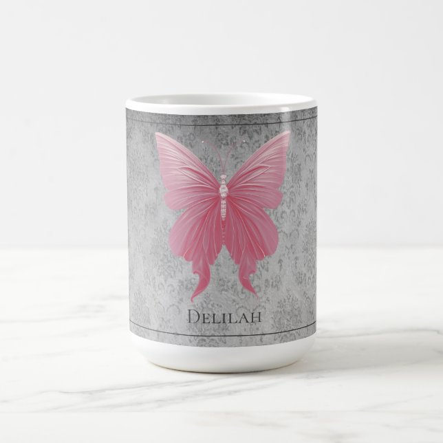 Pink Jeweled Butterfly Coffee Mug (Center)