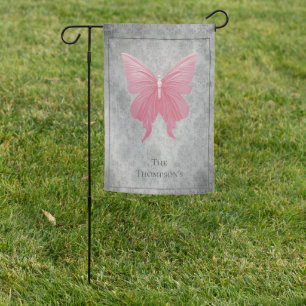 Pink Jeweled Butterfly Garden Flag