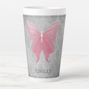 Pink Jeweled Butterfly Latte Mug