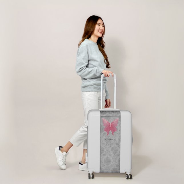 Pink Jeweled Butterfly Luggage (Scale)