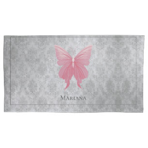 Pink Jeweled Butterfly Pillow Case