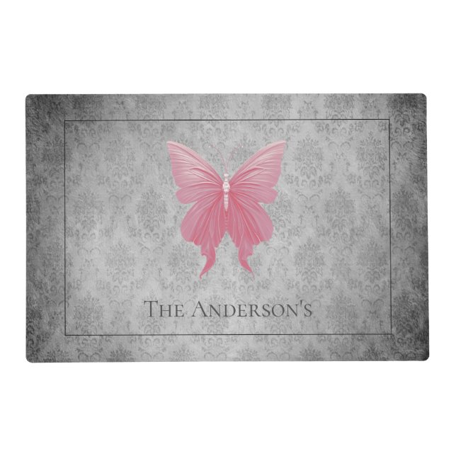 Pink Jeweled Butterfly Placemat (Front)