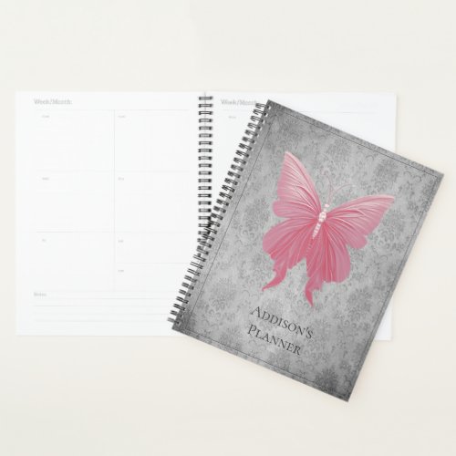 Pink Jeweled Butterfly Planner
