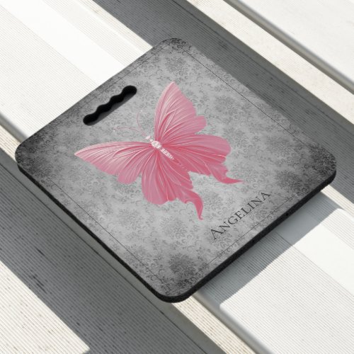 Pink Jeweled Butterfly Seat Cushion