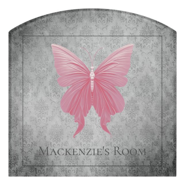 Pink Jeweled Dragonfly Door Sign (Contour Front)