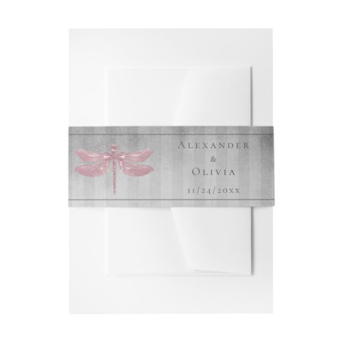 Pink Jeweled Dragonfly Invitation Belly Band