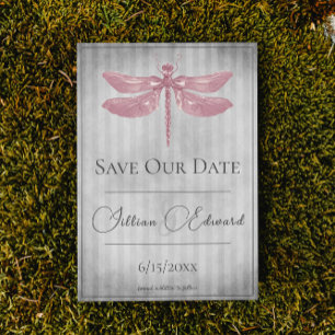 Pink Jeweled Dragonfly Save the Date Announcement
