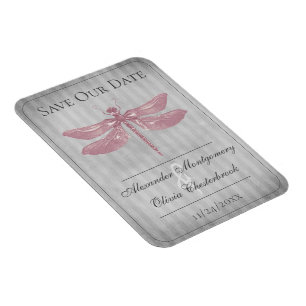 Pink Jeweled Dragonfly Save the Date Magnet