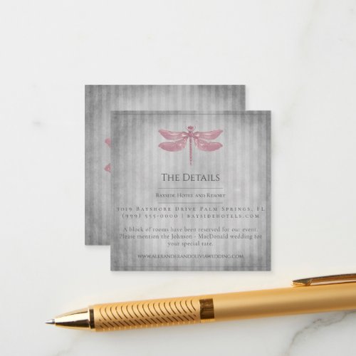 Pink Jeweled Dragonfly Wedding Enclosure Card