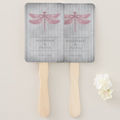 Pink Jeweled Dragonfly Wedding Favor Hand Fan
