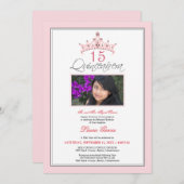 Pink Jeweled Tiara Quinceanera Invitation (pink) (Front/Back)