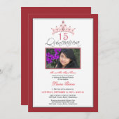 Pink Jeweled Tiara Quinceanera Invitation (red) (Front/Back)
