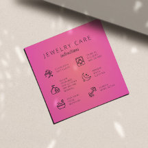 Pink Jewelry Care Instructions Business Thank You