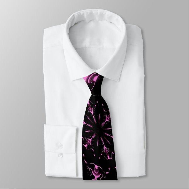 Pink Jewels Modern Art Neck Tie (Tied)