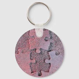 Pink Jigsaw Puzzle for Autism Awareness Month Keychain