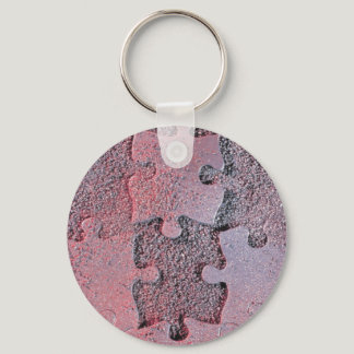 Pink Jigsaw Puzzle for Autism Awareness Month Keychain