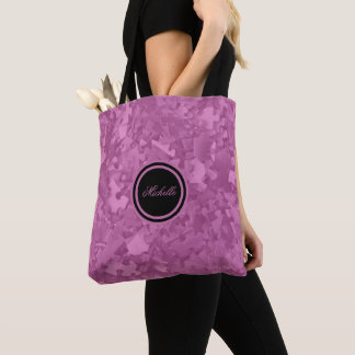 Pink Jigsaw Puzzles Add Name or Monogram Tote Bag