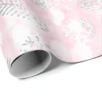 Pink Joy Glitter Christmas Tree Holidays Snowflak Wrapping Paper