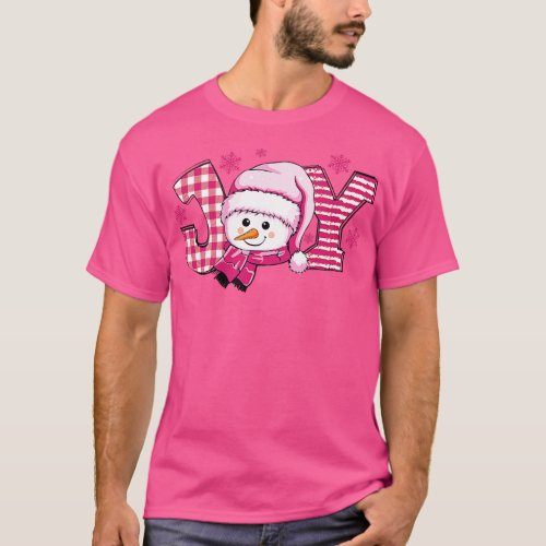 Pink Joy Snowman Christmas T_Shirt