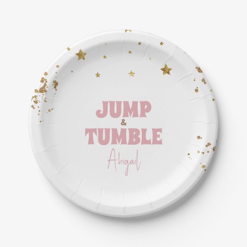 Pink Jump  Tumble Gymnastics Birthday Party Paper Plates