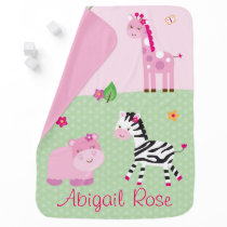 Pink Jungle Animal Baby Blanket