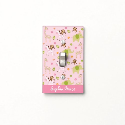 Pink Jungle Animal Light Switch Cover